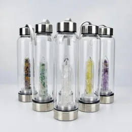 New Natural Quartz Gem Glass Water Bottle Direct Drinking Glass Crystal Tumbler Mug Cup 8 Styles