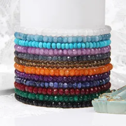 Beaded Strands Fashion Women Bracelet 3x4mm Small Faceted Natural Stone Turquoises Beads Energy Bracelets Quartz Jewelry Female MenBeaded La