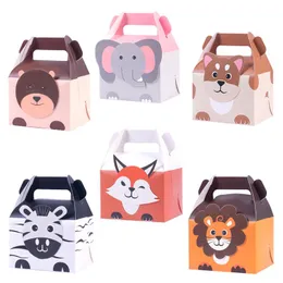 Gift Wrap 5pcs Cartoon Bear Lion Candy Bag Jungle Party Favors Box For Wild One Birthday Decor Baby Shower Boxes