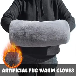Пять пальцев перчатки из искусственных меховых манжеток для женщин зимняя мода искусственная манжета леди браслет рукав рука рука
