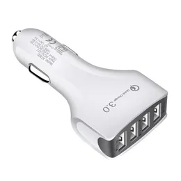 QC3.0 Snabbbilladdare Fyra USB -valuta Cigarettändare snabb laddning för iPhone Xiaomi -biladapter