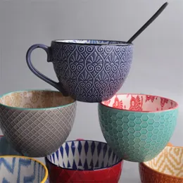 Mug Ceramic Milk Cup Of Tea Porcelain Coffee Mugs Salad Cup With Handle Xicara Caneca Tazas Para Cafe T200506