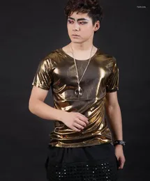 Camisetas para hombres Gold Silver Singer Stage Rock Round Collar Camas