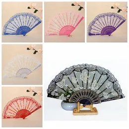 Rose Party Wedding Dance Summer Fan Lace Folding Fan Spanish Fabric Silk Handhållen Gift LK001152