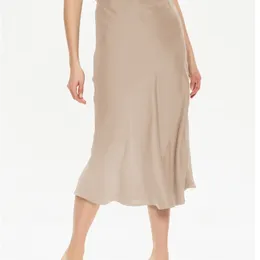 Toppies kvinnors siden satin kjolar hög midja kjol fast vintage engelska enkla kontor lady kjolar 220701