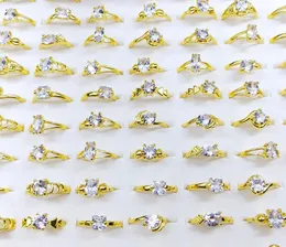 Modelos híbridos de anel de zircão de 4 garras de prata dourada de 6 garras de 4 garras muitos tamanhos de jóias de jóias de mulher/menina estilo 100pcs/lote