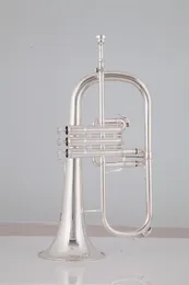 Mässingsinstrument Flugelhorn BB Tune Sliver Plated Musical Instruments Horn med munstycket