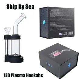 14mm stawów LED plazmowy nargile statek według szkła morskiego Bongs z pucharami pudełko PERC DAB RIG czarne platformy wiertnicze Waterpipes Glow W Dark Starters Zestawy WP2234