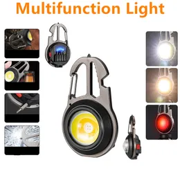 Huvudlampor LED -ficklampa Arbetsljus Portabel COB Pocket ficklampa Keychains USB -uppladdningsbar utomhuscampinglampa med korkskruv