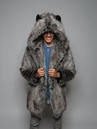 Męskie kurtki zimowe kobiety faux fur płaszcz 2022 Casual Plus w rozmiarze para z kapturem kurtka kota ucho ciepłe długie rękawie płaszcze męskie