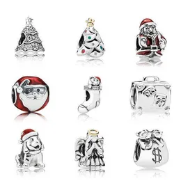 2017 NEW 100% 925 Sterling silver Quality Style Enamel Crystal Christmas Charms Bead Fit Bracelets DIY The factory wholesale AA220315