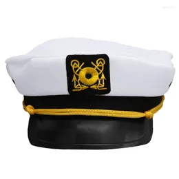 Vintage biały regulowany kapitan żeglarze marynarki kapitan łódki łódki wojskowej czapki dla dorosłych impreza fantazyjna sukienka unisex szerokie grzbiety delm22