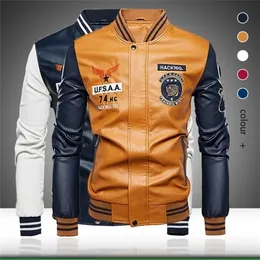 Winter Fashion Men Leather Jacket Casual Warm Mens Faux Leather Coat Male Slim Fit Motorcycle Jacket Bomber Outerwear Coat 201127