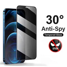 9D Anti Spy الزجاج المقسى آيفون 11 12 13 Pro X XR XS Max واقي شاشة آيفون 8 7 6S Plus SE2020 فيلم زجاجي للخصوصية AA220326