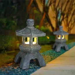 Żywica solar pagoda dekoracja ogrodu dekoracje na zewnątrz dziedziniec zen lampa krajobrazu lampy ogrodnicze ornament do wiejskiego domu 220728