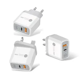 25W USB-C Super Fast Fast Charger Dual PD Block Galaxy com QC3.0 Adaptador de energia