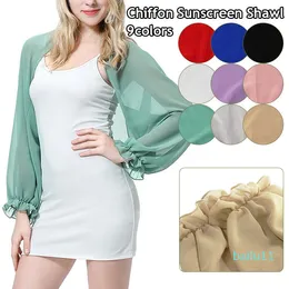 Sclesves Beach Style SHIFFON SPRING SUMMER Outdoor Freshprent Arm Long Arm Simple All-Match Cover Cover Orchves