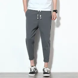 Cotton Joggers Men Summer Casual Smukły Kostka Spodnie Lekkie solidne oddychające dresowe dresowe wierze 220719