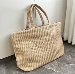 Borse per la spesa classiche intrecciate in paglia, borse firmate, borsa da donna di lusso, borsa a tracolla di grande capacità