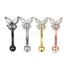 Eyebrow Rings Rook Daith Earrings for Women Stainless Steel Butterfly Belly Lip Ring Cartilage Tragus CZ Body Piercing