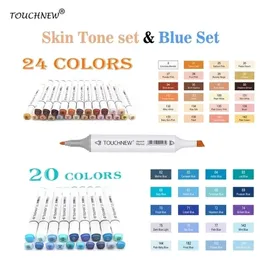 TOUCH 2420Colors Skin Tone Marker Blue Set Sketch Alcohol Markers Pen For Drawing Portrait An color sea Y200709