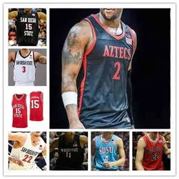 Chen37 Custom San Diego State Aztecs SDSU College Basketball-Trikot Leonard Matt Bradley Trey Pulliam Lamont Butler Nathan Mensah Keshad Johnson