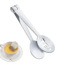 Coffee Tools Reusable Stainless Steel Tea Bag Tongs Teabag Squeezer Strainer Holder Grip Metal Spoon Mini Sugar Clip Coffee SN4547