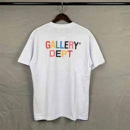 Camisa de designer Gallerysdepts Nevoeiro Gary Gd High Street Retro Wash Sete Cores Letras Imprimir Manga Curta T-shirt Solto Grande