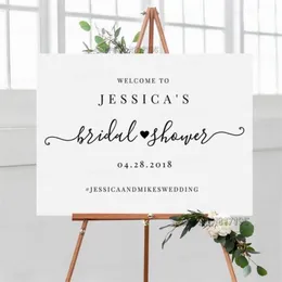 Decalques de vinil do chuveiro de noiva personalizados festas de aniversário de casamento excelentes adesivos Mariage Decor Art Custom Qualquer textos idioma 220621