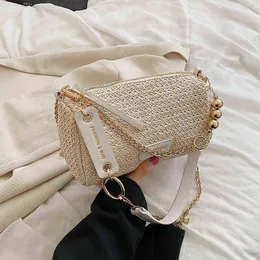 Summer Designer Shoulder Bag for Women Straw Weaving Top Brand Female Handbags Small Flap Fashion Brand Women's Crossbody Bags G220531