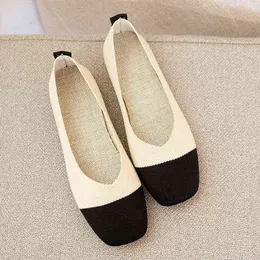 여자 드레스 신발 모카신 Schoenen vrouw lente zomer 2022 스트레치 Gebreide stof Ballet flats vrouwen platte ademend mesh zacht rijden 로퍼 220607