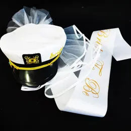 أغطية الرأس قبعة الكابتن الإبداعية مع حزام الكتف العروس زفاف بو البال