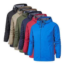 Jaqueta de Windbreaker à prova de chuva S-6XL para homens de esportes externos para homens plus size de escalada Mulher fino fino casaco de capuz à prova d'água 268