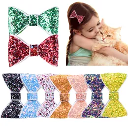 15901 Dolce neonata Paillettes Bowknot Fermaglio per capelli Accessori per capelli per bambini Glitter colorati Fiocco Barrettes Fermaglio per capelli per bambini 9 colori