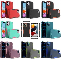 2 I 1 Armor Telefonfodral för iPhone 13 12 Mini 11 Pro XS Max XR 7 8 Samsung S21 Ultra TPU Hard PC Frame Sock Proof Defender -täckning