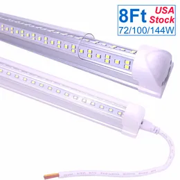 V-förmige 2Ft 3Ft 4Ft 5Ft 6Ft 8Ft 144W Kühltür-LED-Röhren T8 Integrierte doppelseitige Shop-LED-Leuchten, Hochleistungsbeleuchtung Garage Lager Keller OEMLED