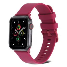 Silicone Smart Watch Band för Apple Watch Strap IWatch Series 8 7 6 5 4 3 2 SE 38mm 40mm 45mm Universal Colorful Replacement Wowen Straps Red Smartwatch Watches