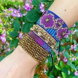 Bracelets de charme go2boho miyuki conjunto de miçangas cristalas pulseras femme jóias artesanais joias de flores de flor de floresta banglelect bangleschart