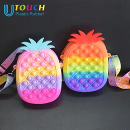 Giocattolo di decompressione Fidget Arcobaleno Ananas Borsa a bolle Borse Giocattoli antistress Pop per ragazza Regalo di compleanno