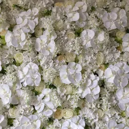装飾的な花の花輪人工花の壁ローズピーニーオーキッドアイボリーと緑の結婚式の背景芝生/柱道路鉛市場の装飾