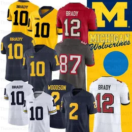 Jersey Maglie da calcio Michigan Wolverines Desmond Howard 10 Tom Brady 2 Charles Woodson Shea Patterson College Football Jersey