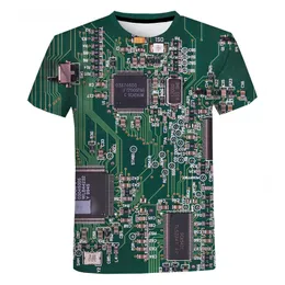 Kaus Hip Hop Chip Elektronik Ukuran Besar Gambar Mesin 3d Wanita Dan Atasan Lengan Pendek Musim Panas Gaya Harajuku 220613