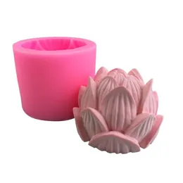 Aromatherapy Mold 3D Lotus Flower Shape Silicone DIY Candle Form Soap Mould Cake Decoration Supplies 220629