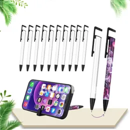 Blank Diy Shrink Prap Sublimation Чернильная ручка с мобильным телефоном стойте с теплоусадочной пленкой, покрытая алюминиевым белым ручкой с полной печати