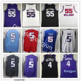 Mens Deaaron 5 Fox Jersey Purple Black White Retro Vintage Chris 4 Jerseys