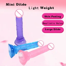 Pênis realista de Mini Dildo de 14 cm com Copa de Sucção para Mulheres Ferramentas de Masturbação Dildosexy Dildos Male Glans grossos Toys sexy