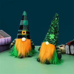 Świąteczny Świętego Patrick Day Gnomes Irlandzki Leprechaun Tomte Plush Handmade Marzec Nisse Elf Krasnolud Dom Harmhouse Wielopoziomowe ozdoby