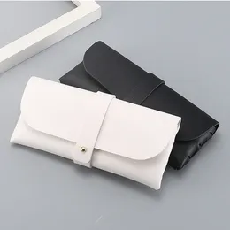 Buckle Leather Sunglasses Case Eyewear Soft Bag New Fashion Black Portable Glasses Box Package Factory Wholesale 170mm