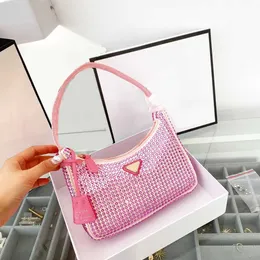 Designer Bags5a Quality Women Mini Nylon Bags Handväskor rosa ljusgrön svart vit strass Purses Designer Shoulder Crossbody Bag Multi Pochette