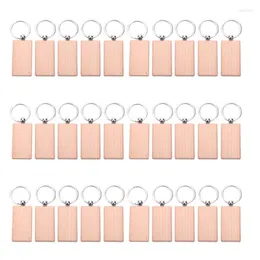 Keychains 30pcs em branco retângulo de madeira cadeia de madeira DIY Tags pode gravar presentes Smal22